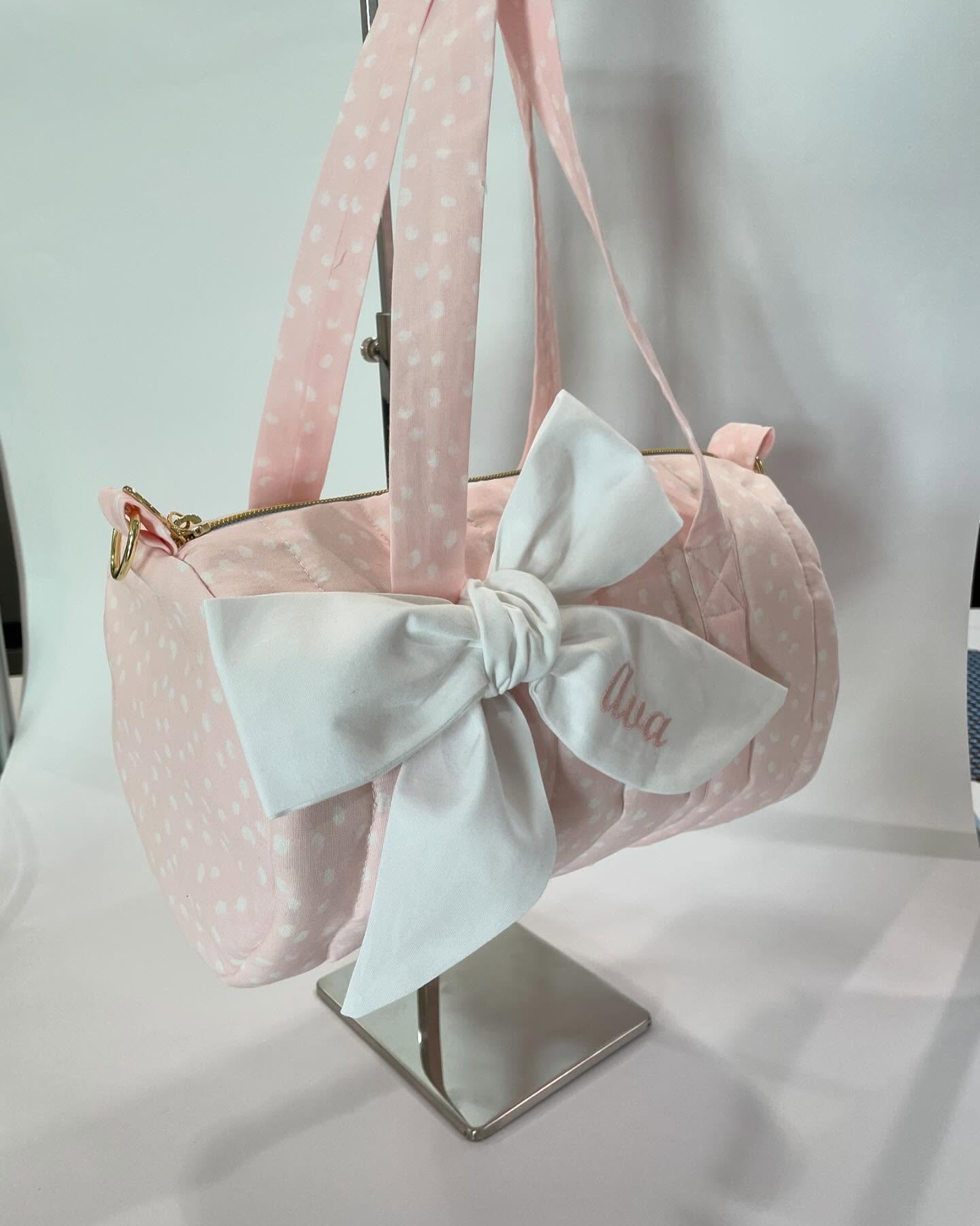 Pink & White Dot Mini Duffle Bag