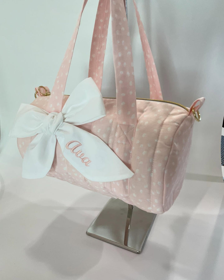 Pink & White Dot Mini Duffle Bag