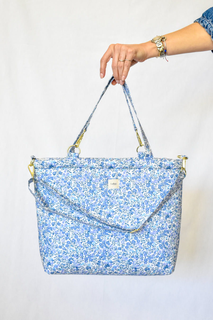 Wiltshire Blue Liberty fabric Diaper Bag
