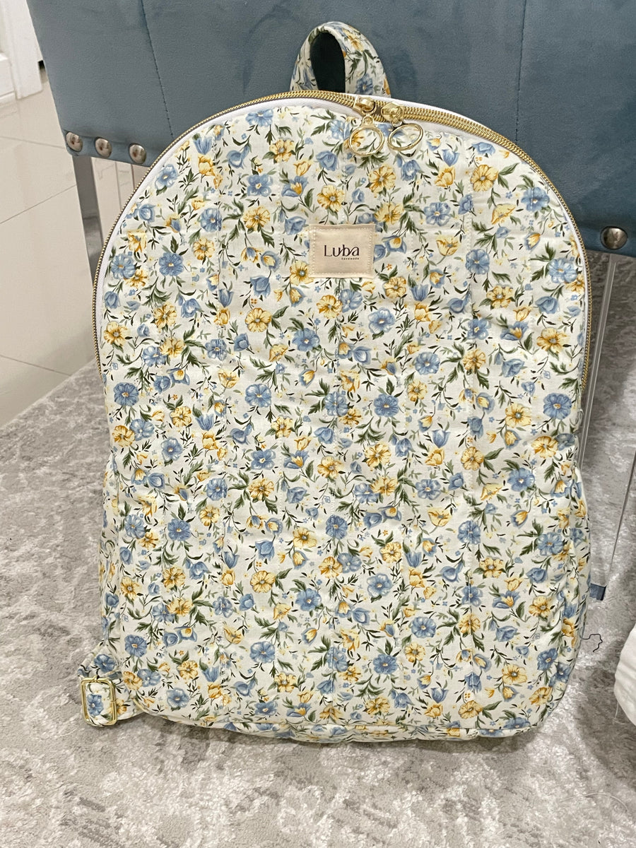 Baby blue and yellow backpack