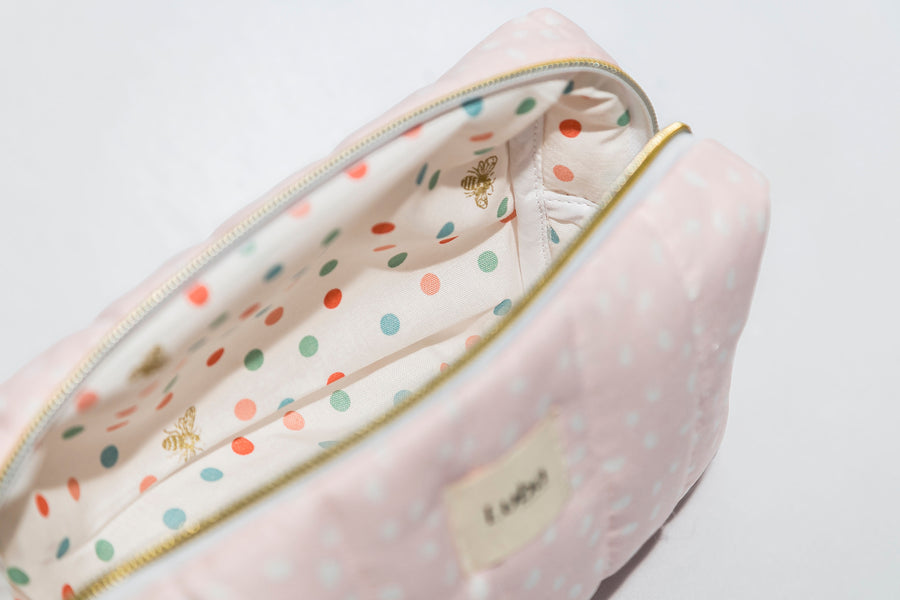 Pink & white dot toiletry bag