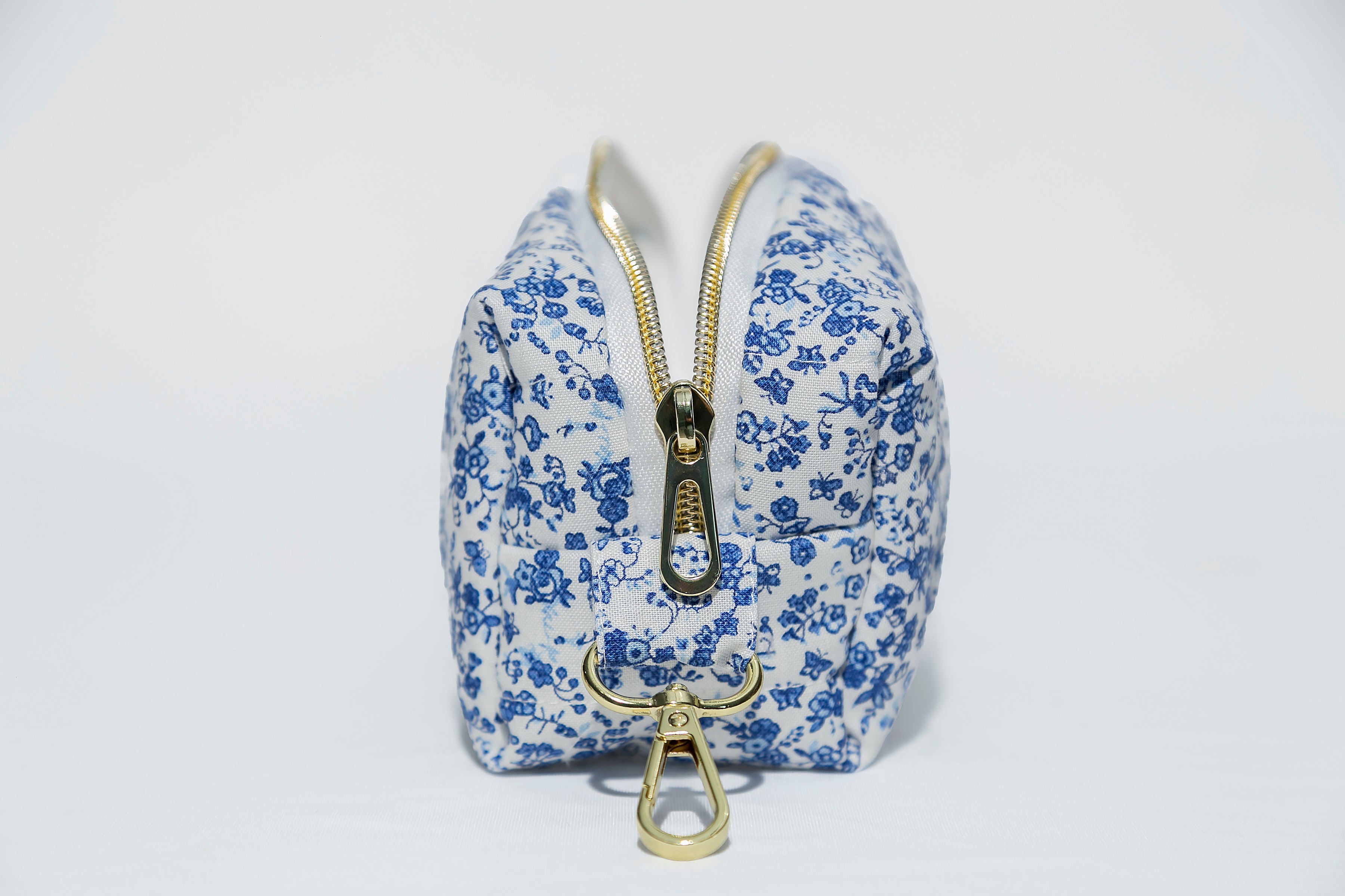 White & Blue Floral Pencil Bag