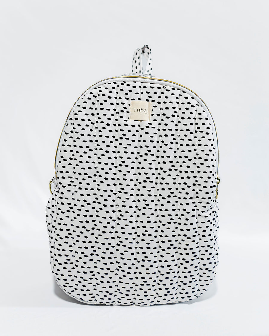 White & Black Dot Backpack