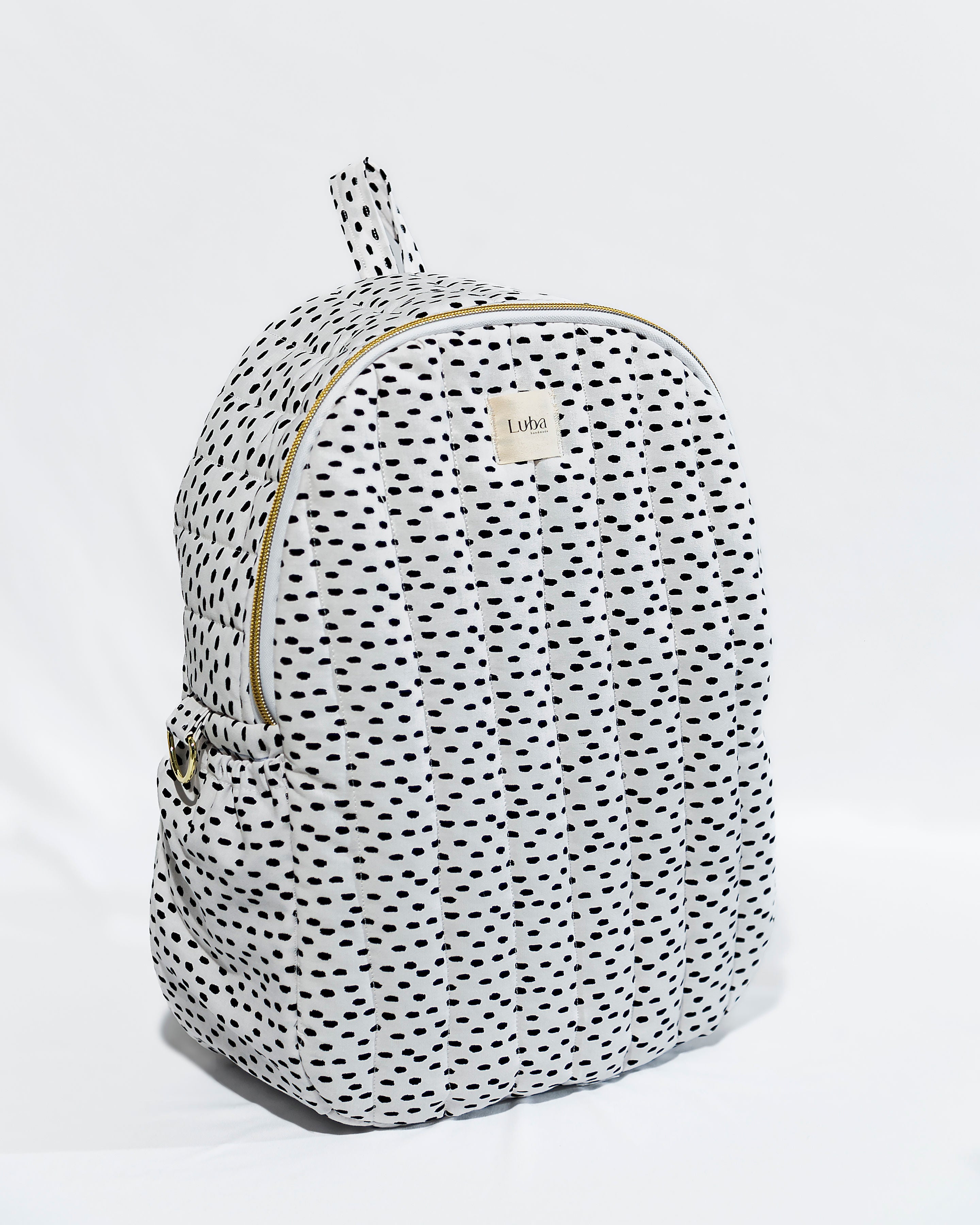 White & Black Dot Backpack