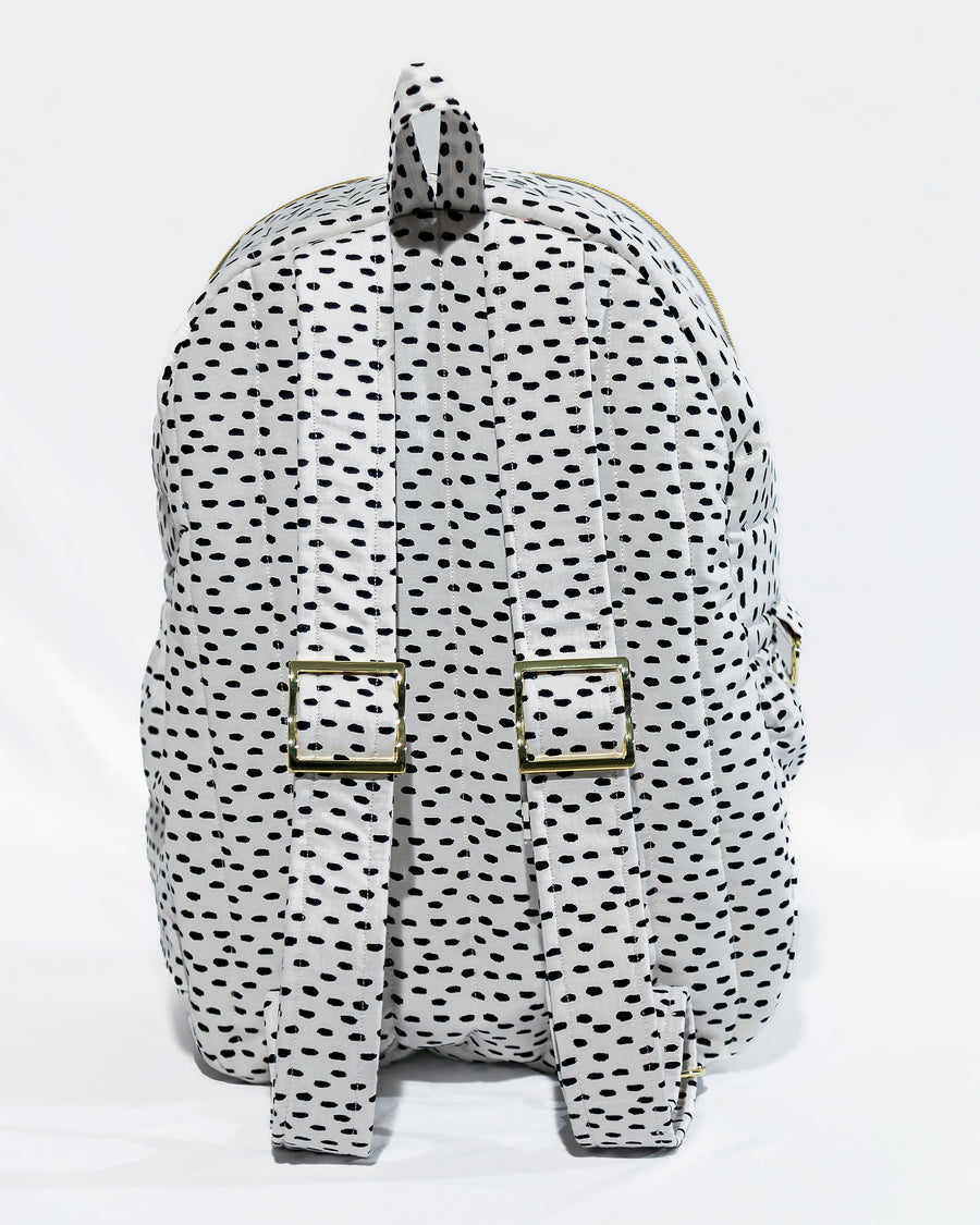 White & Black Dot Backpack