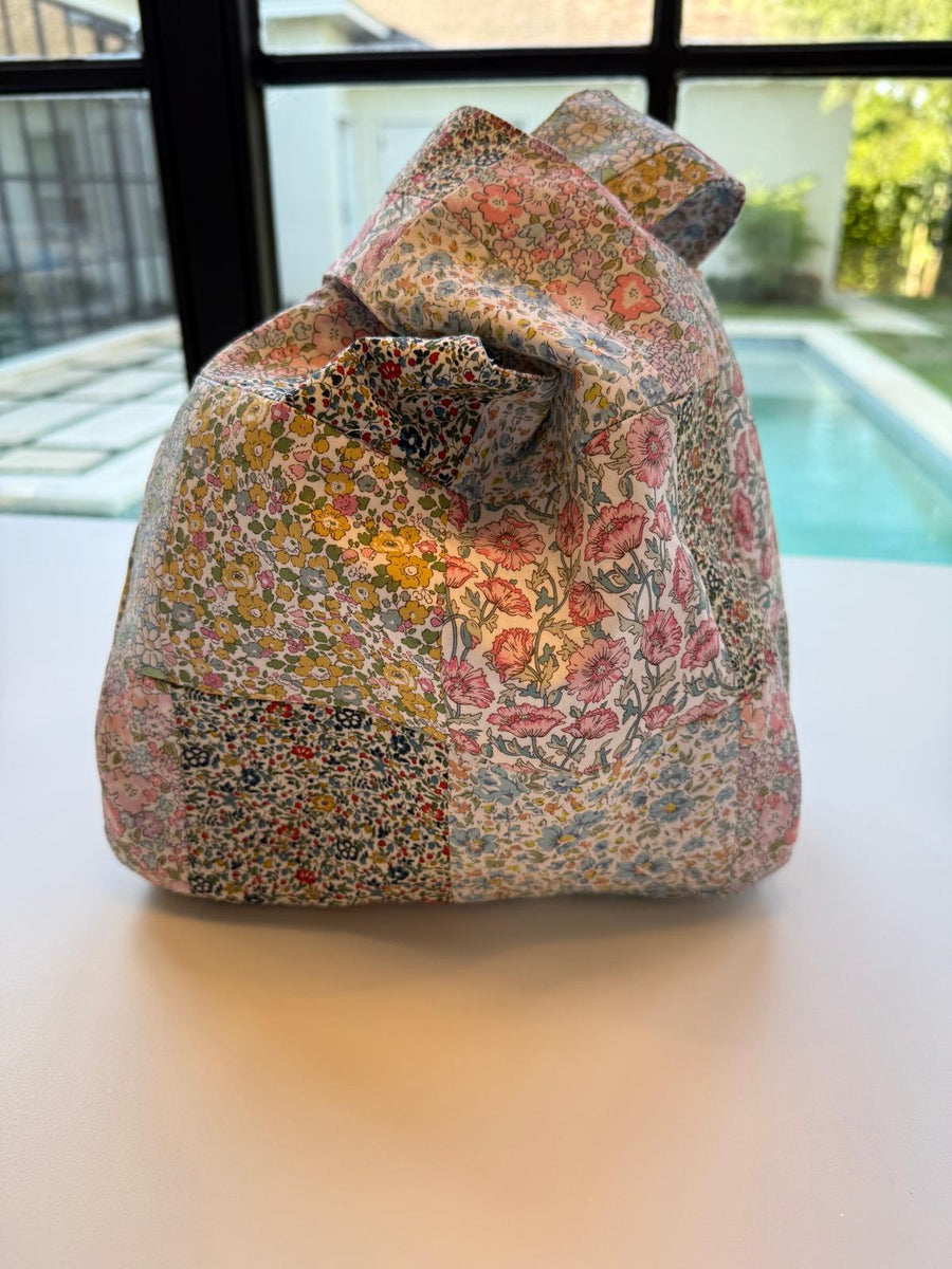 Patchwork Liberty fabric Knot Lunch Bag