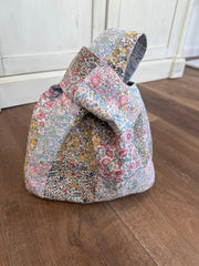 Patchwork Liberty fabric Knot Lunch Bag