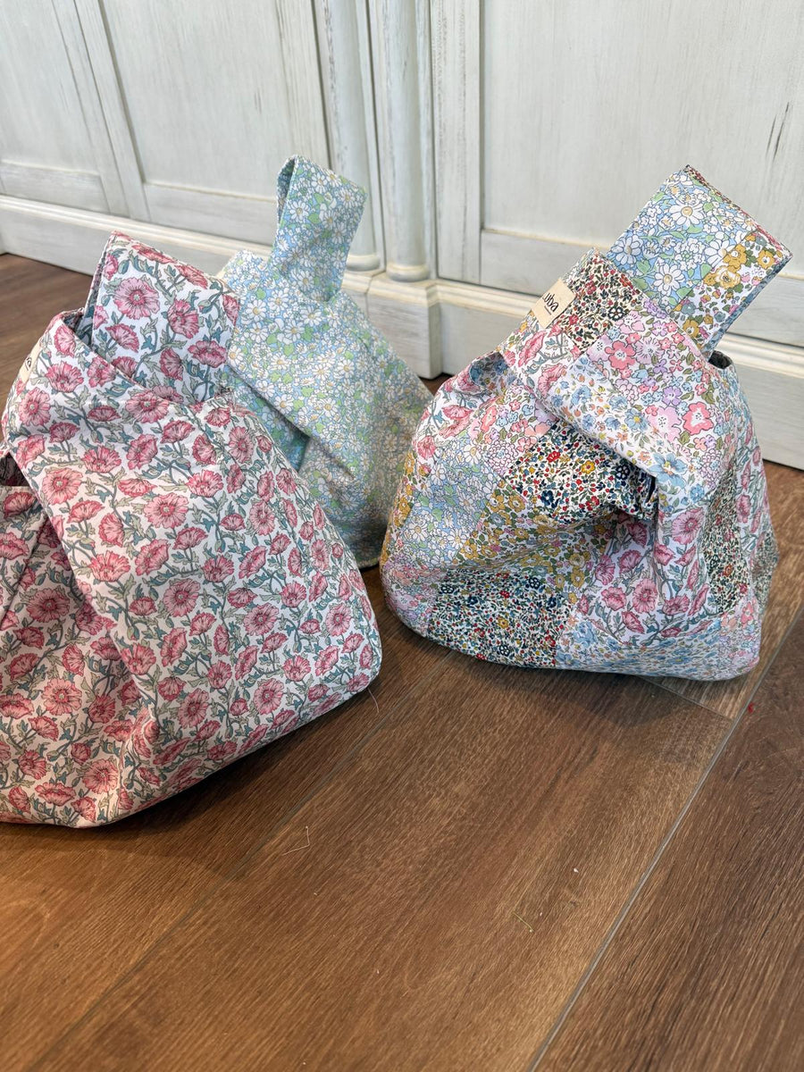 Patchwork Liberty fabric Knot Lunch Bag
