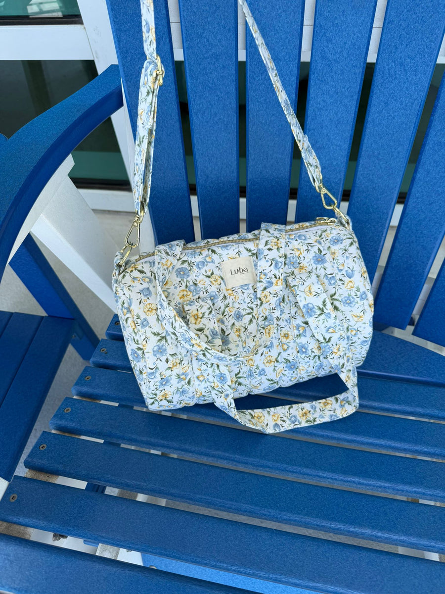Baby Blue & Yellow Floral Mini Duffle Bag