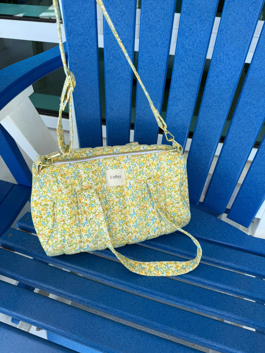 Yellow Floral Mini Duffle Bag