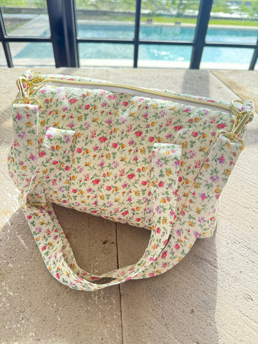 Vintage Floral Mini Duffle Bag