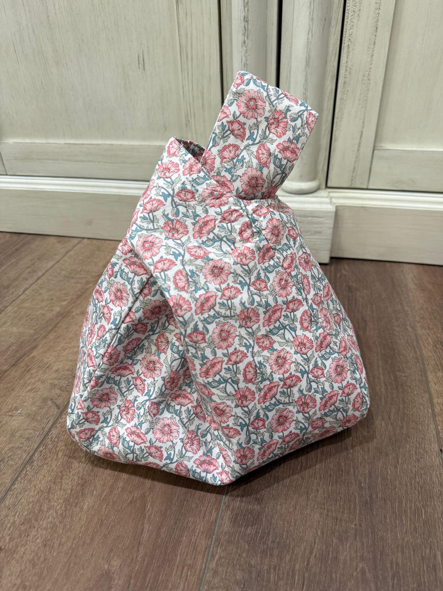 Astell Red Liberty fabric Knot Lunch Bag