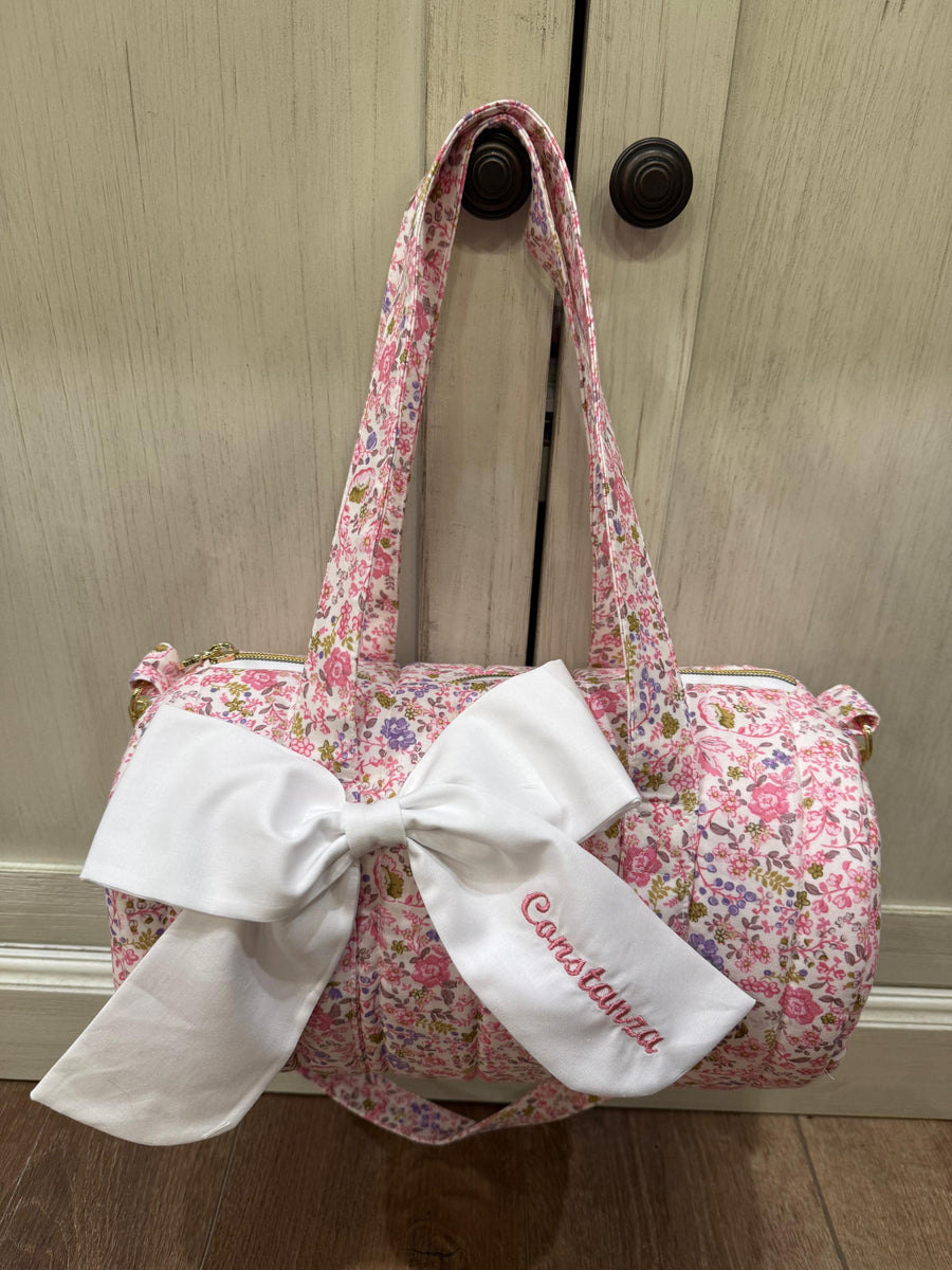 Pink Flower Mini Duffle Bag