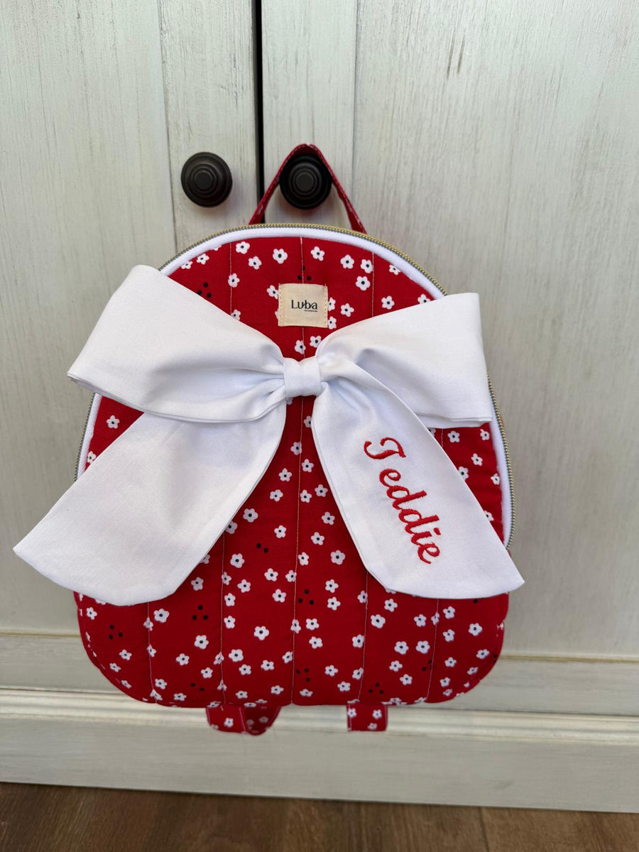 Red & White flowers Mini Backpack