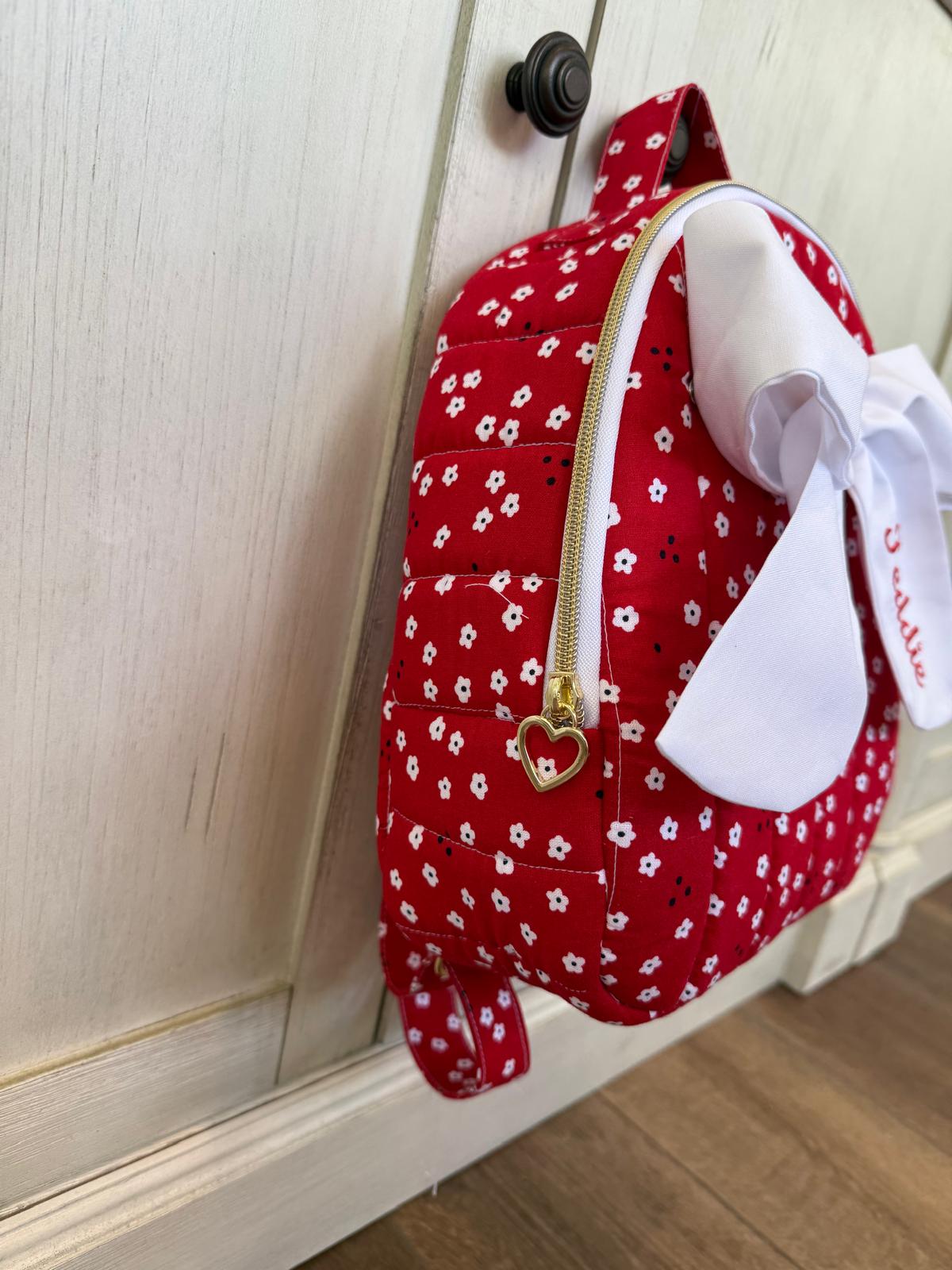 Red & White flowers Mini Backpack