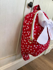 Red & White flowers Mini Backpack