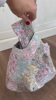 Patchwork Liberty fabric Knot Lunch Bag